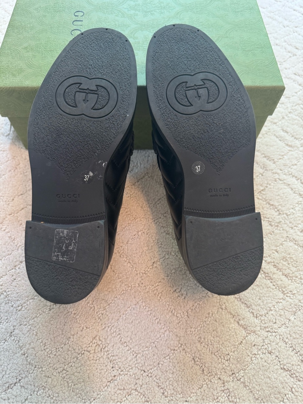 Gucci Black Quilted Leather GG Logo Slip-On Loafers. True to Size - Picture 5 of 6